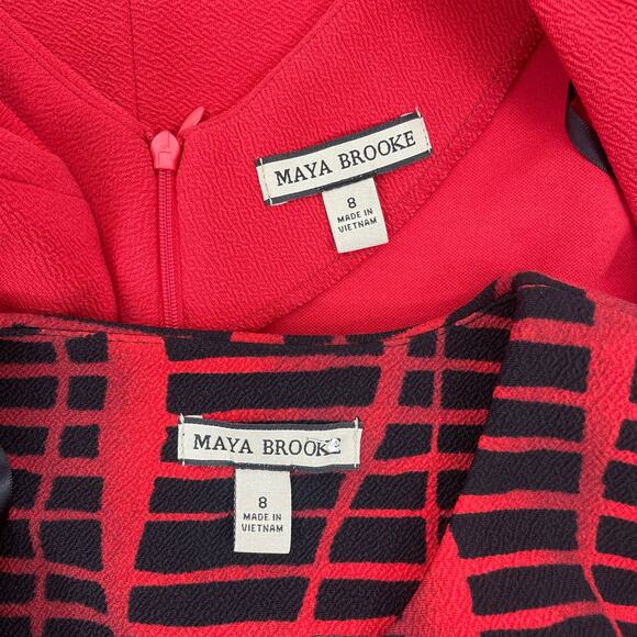 NEW Maya Brook Jewel Dress Jacket 2pcs Set Artsy Red Rhinestone Size 8 - Picture 13 of 14